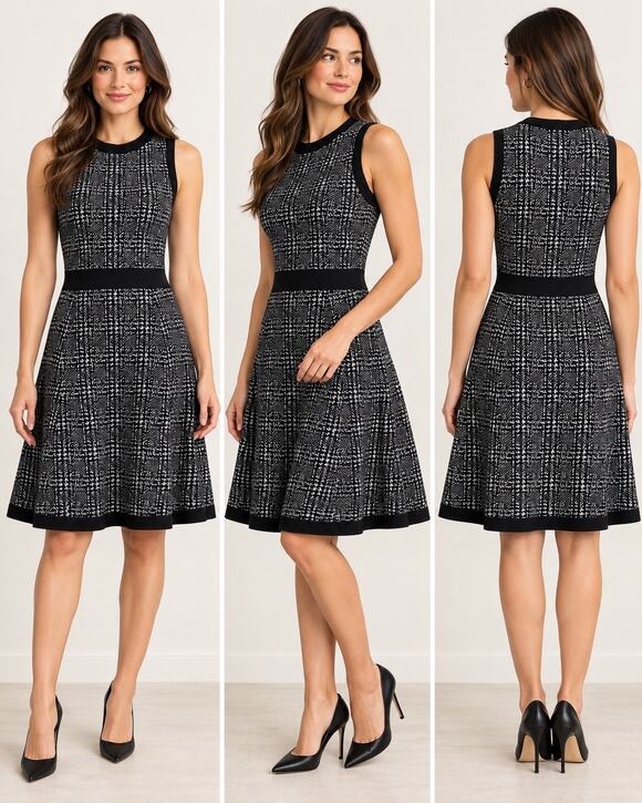 Kate Spade Dresses & Skirts - Kate Spade New York Black White Plaid Wool Blend Sleeveless Fit Flare Dress S